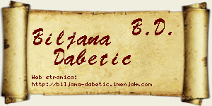 Biljana Dabetić vizit kartica